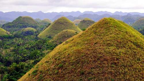 4. "Шоколадные холмы" на острове Бохол, Филиппины. Центральные территории острова Бохол усеяны 1700 естественными курганами. Растительность, покрывающая эти холмы во время сезона засухи приобретает "шоколадный" цвет. (Photographer: Lemuel Montejo)