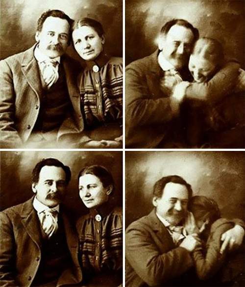 Пара викторианской эпохи пытается не смеяться при фотографировании, 1890-е гг.