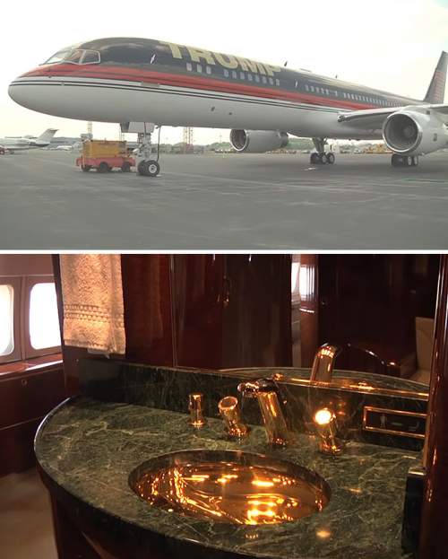 Дональд Трамп установил золотую ванную комнату в своем самолете за 100 миллионов долларов